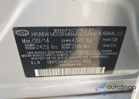2014 Hyundai Sonata Gls из США, поврежденный, VIN 5NPEB4AC6EH917650